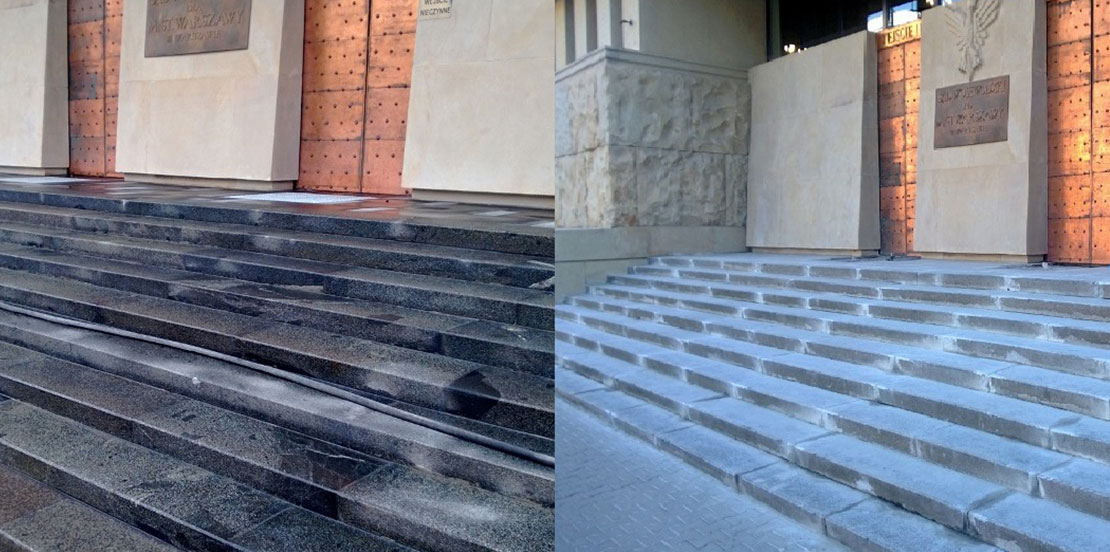 Sąd okręgowy w Warszawie - renowacja zabytkowych schodów zewnętrznych